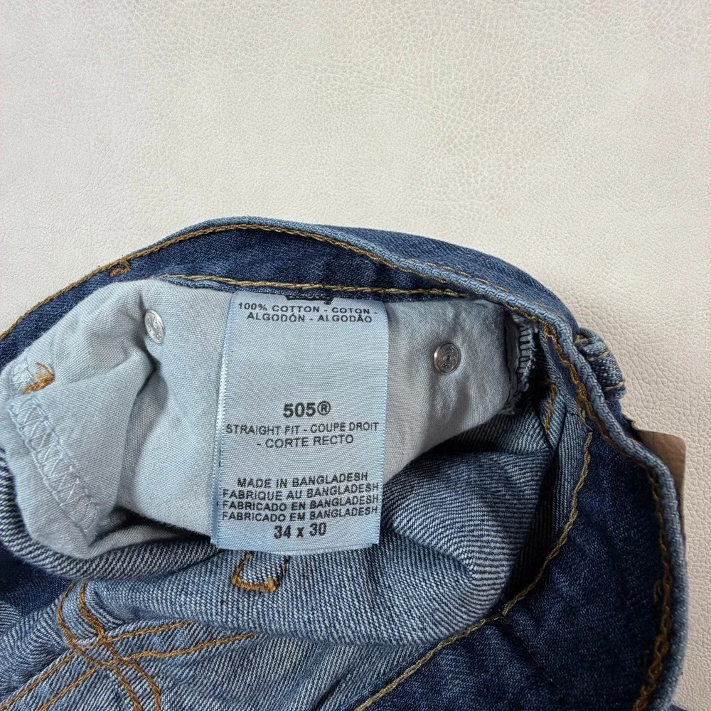 Y2K Levis‎ 505 Straight Fit Mens 32x30 Blue Denim Jeans Medium Wash Zip Fly